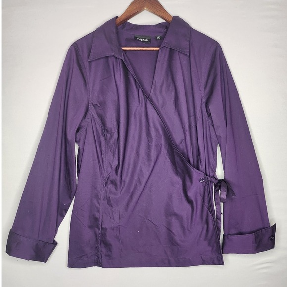 Avenue Tops - Avenue Wrap Blouse Size‎ 18/20 Purple Three quarter sleeves